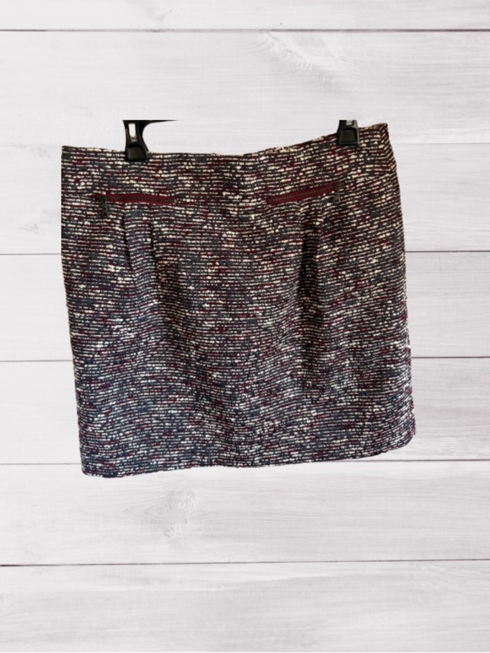 LOFT Multicolor Boucle Tweed Skirt with Burgundy Accents 12P fall winter